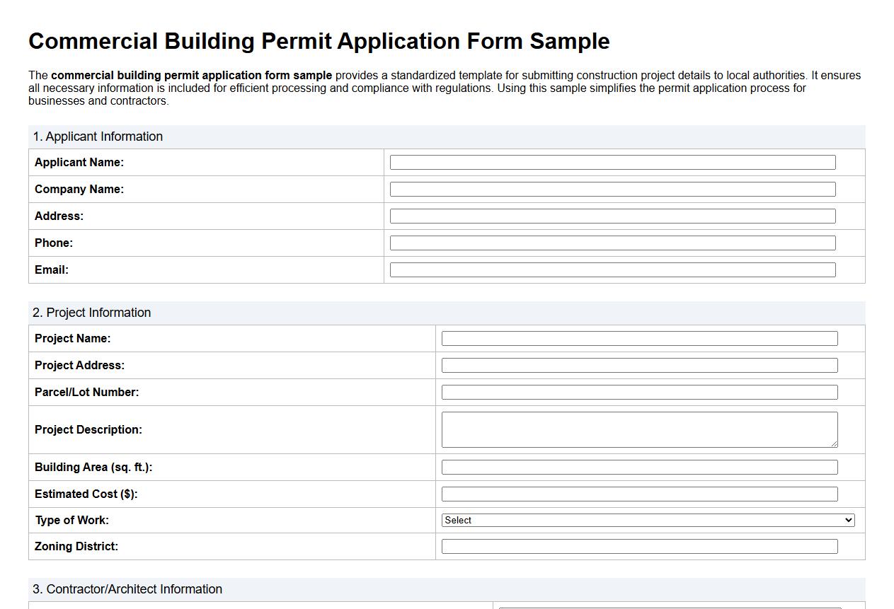 commercial building permit application form sample image preview