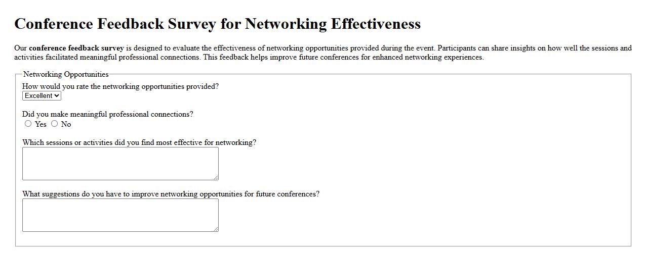 Conference feedback survey for networking effectiveness image preview