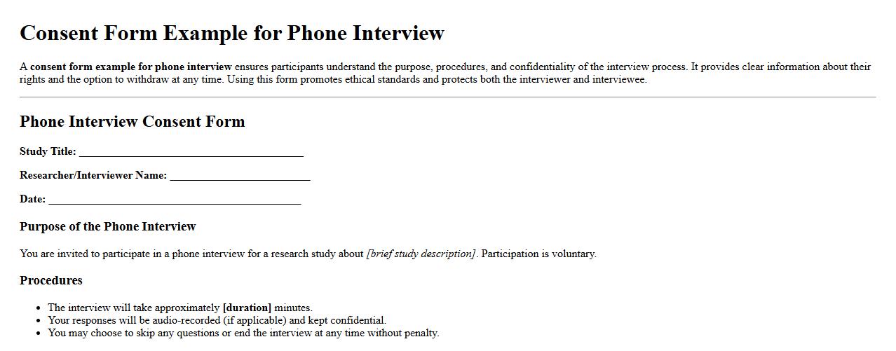 Consent form example for phone interview image preview