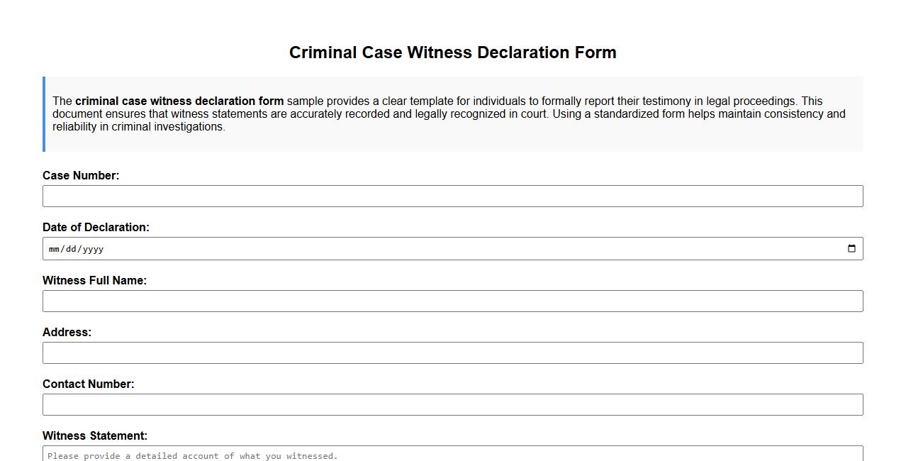 Criminal case witness declaration form sample image preview