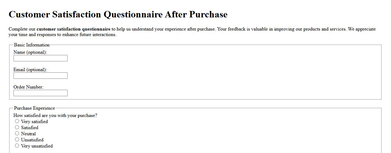 Customer satisfaction questionnaire after purchase image preview