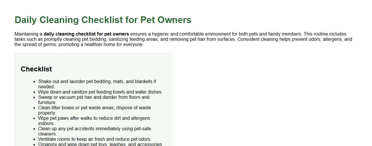 daily cleaning checklist for pet owners image preview