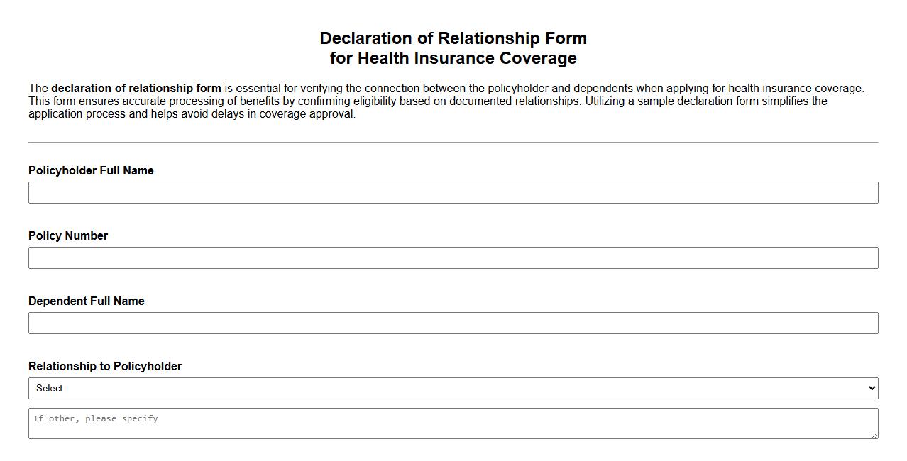 declaration of relationship form sample for health insurance coverage image preview