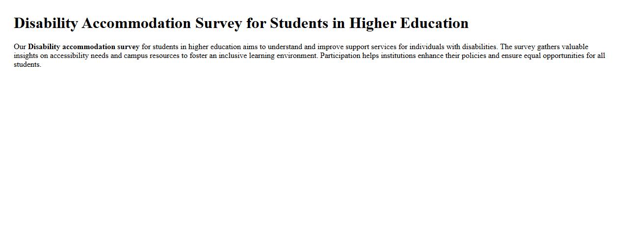 Disability accommodation survey for students in higher education image preview