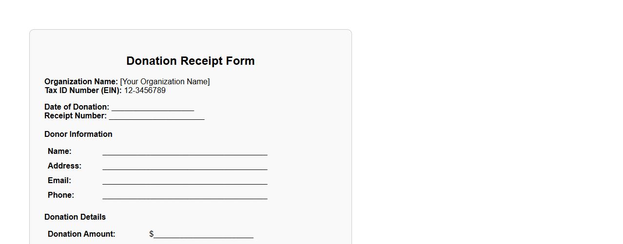Donation receipt form sample with tax ID number image preview