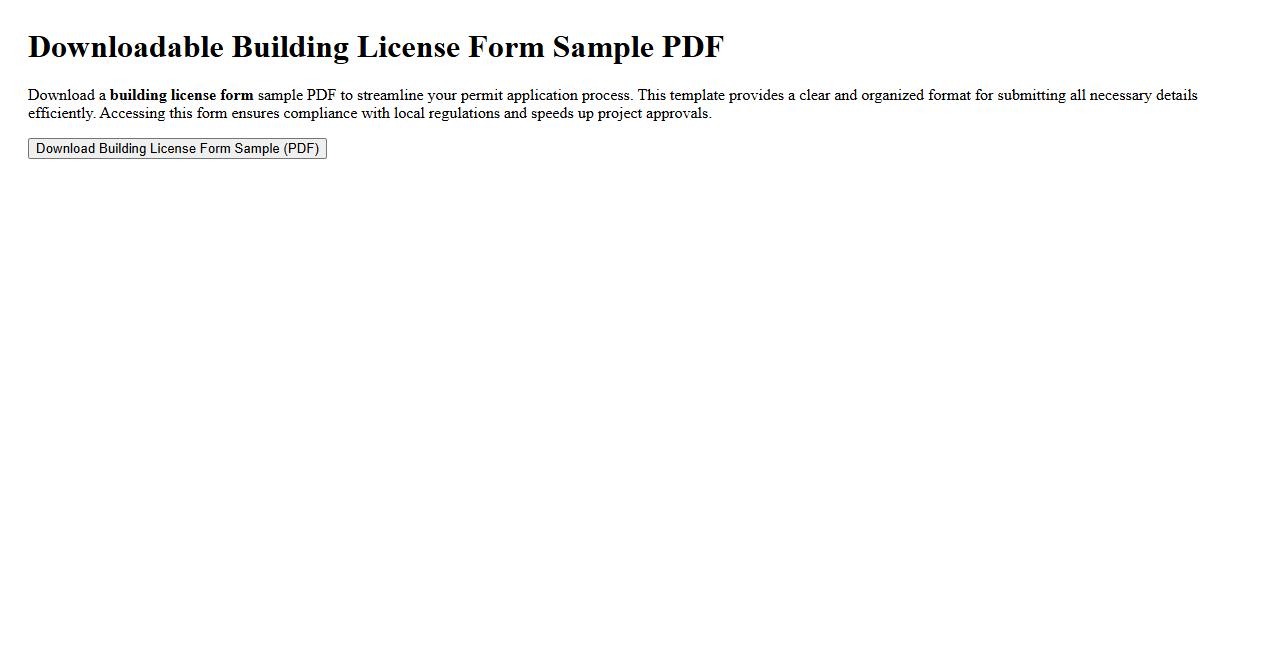 downloadable building license form sample PDF image preview