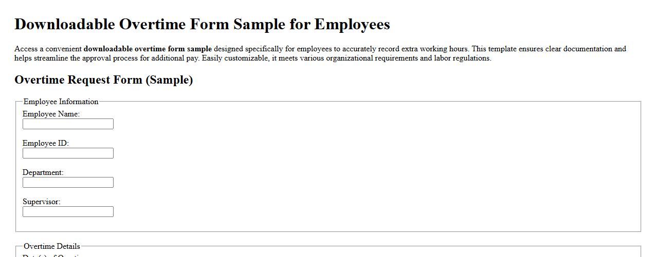 downloadable overtime form sample for employees image preview