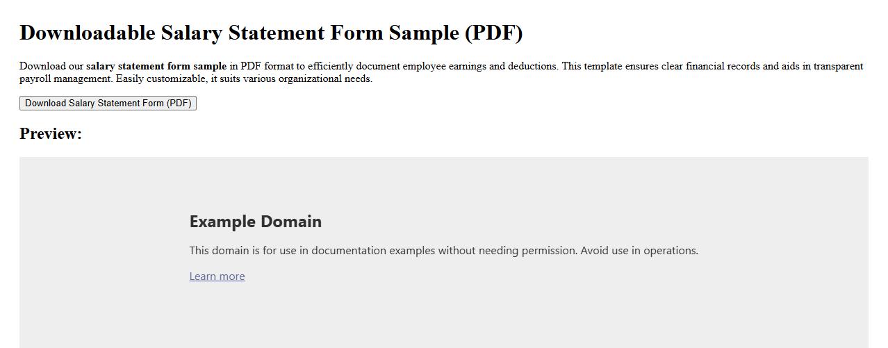 downloadable salary statement form sample in pdf image preview