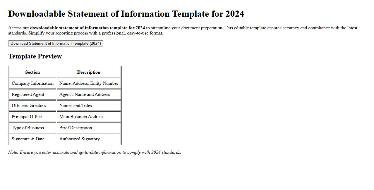 Downloadable statement of information template for 2024 image preview