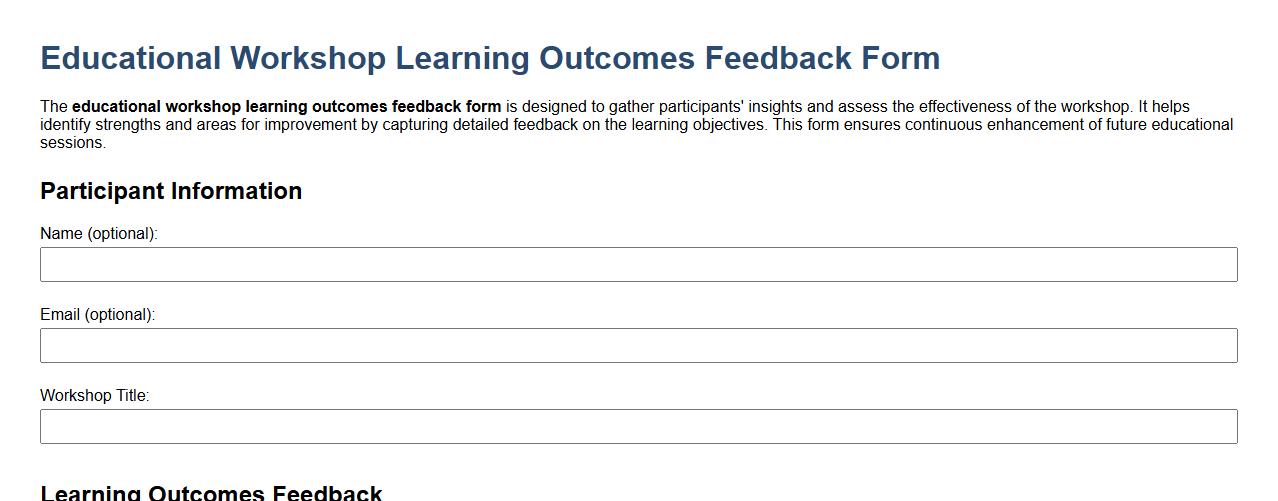 educational workshop learning outcomes feedback form image preview