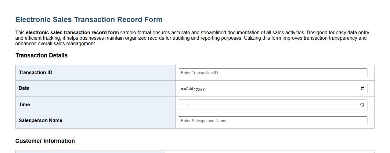 electronic sales transaction record form sample format image preview