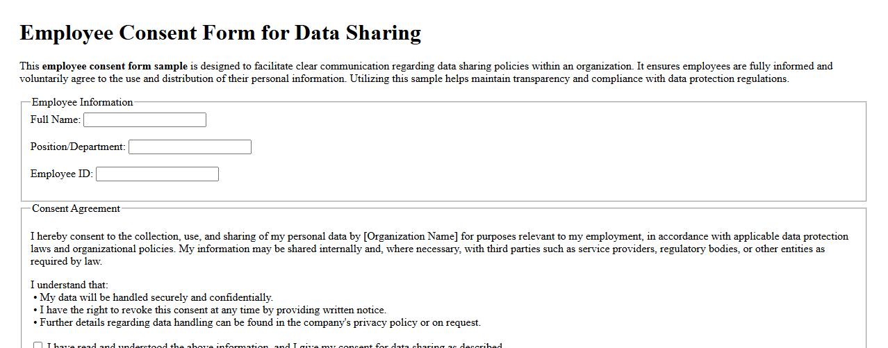 Employee consent form sample for data sharing image preview