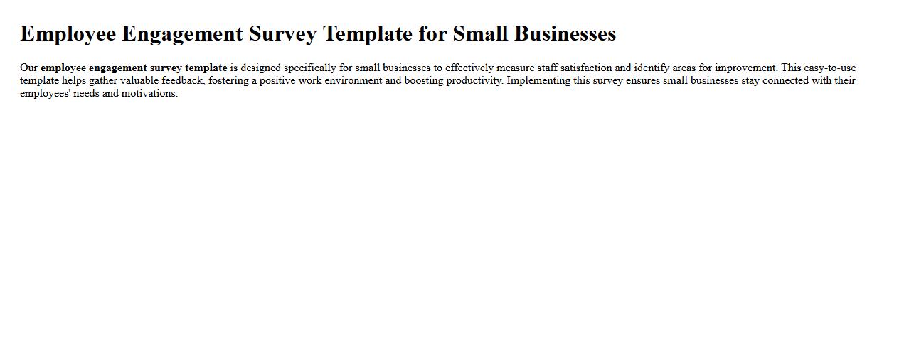 Employee engagement survey template for small businesses image preview