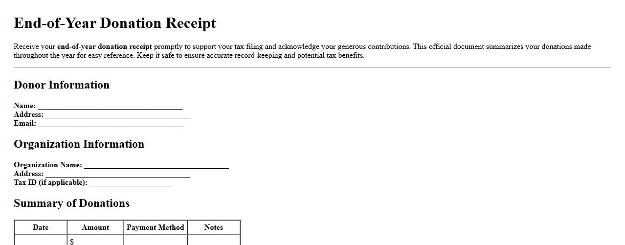 End-of-year donation receipt for donors image preview
