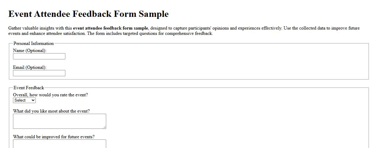 event attendee feedback form sample image preview