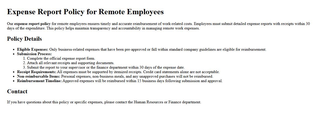 expense report policy for remote employees image preview