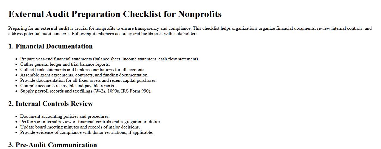 external audit preparation checklist for nonprofits image preview