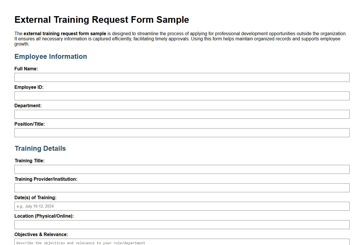 external training request form sample image preview