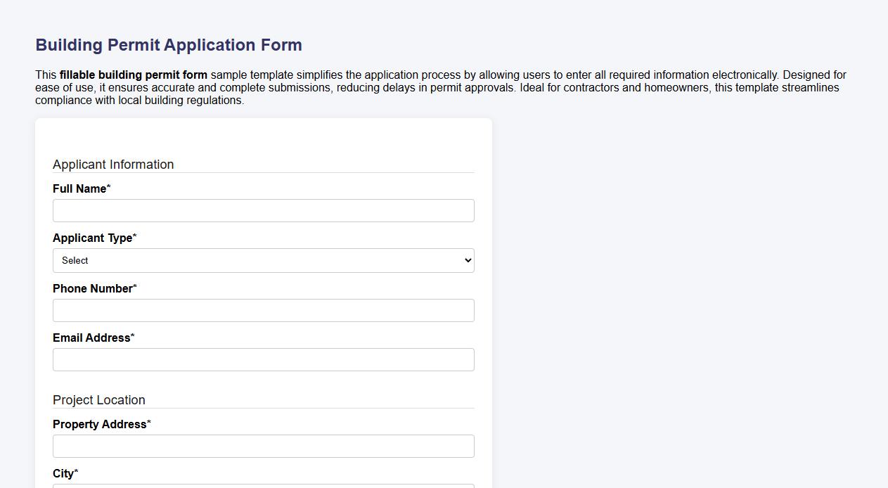 fillable building permit form sample template image preview