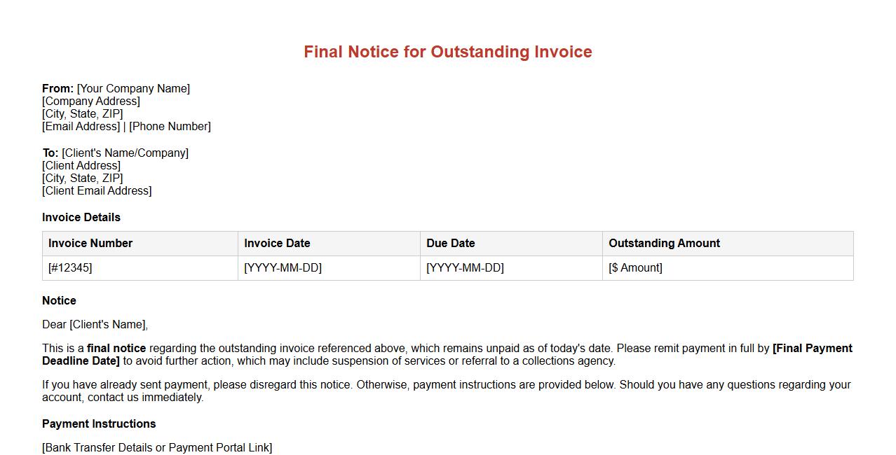 final notice form sample for outstanding invoice image preview