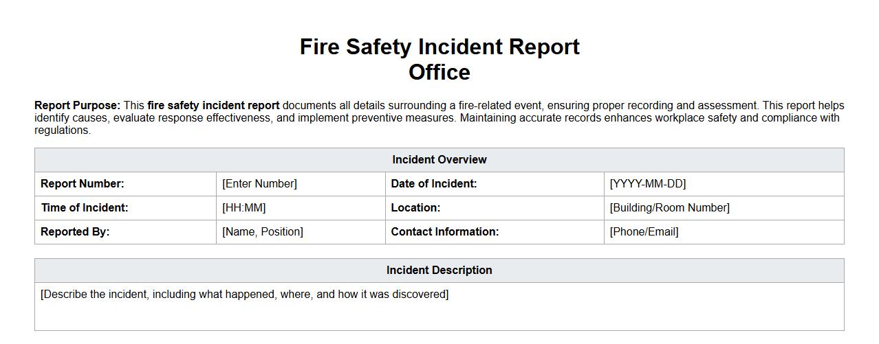 fire safety incident report for offices image preview