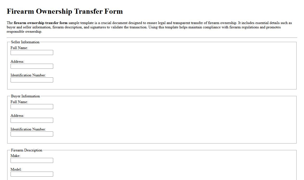 Firearm ownership transfer form sample template image preview