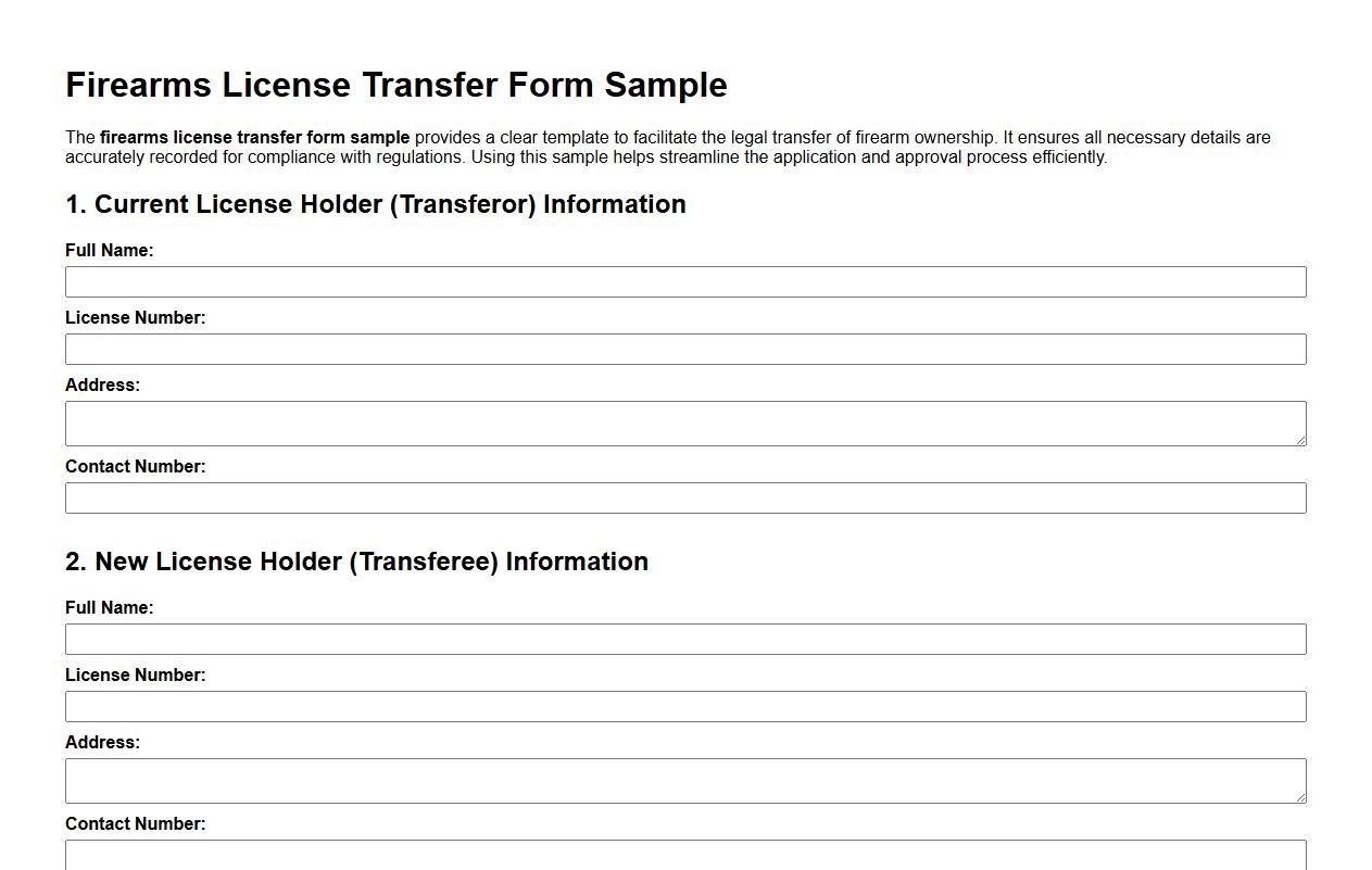 firearms license transfer form sample image preview
