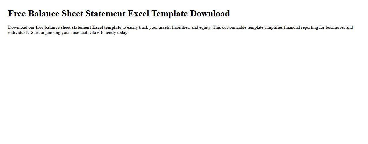 Free balance sheet statement excel template download image preview