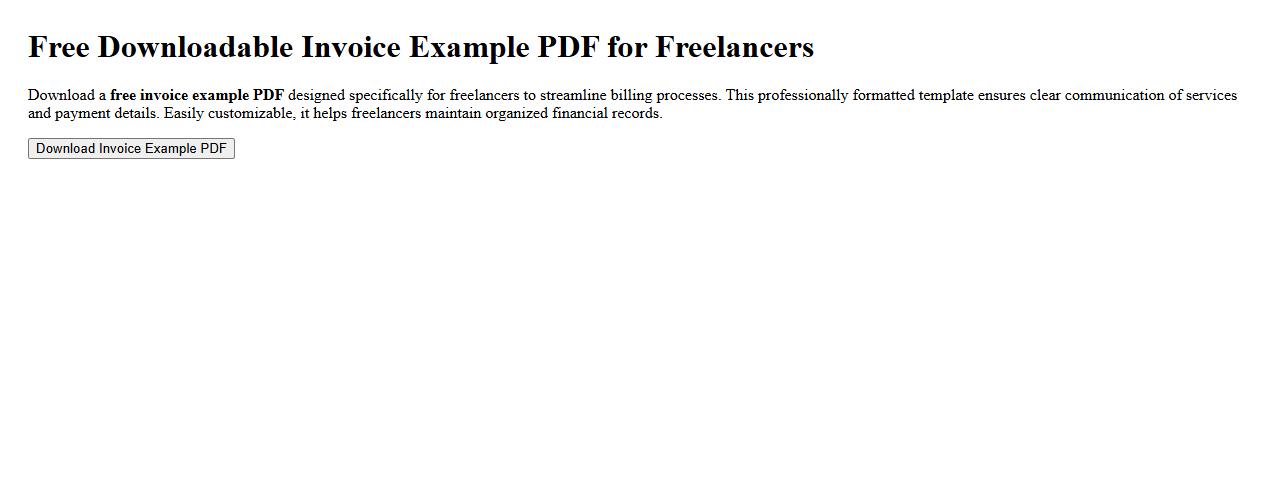 Free downloadable invoice example PDF for freelancers image preview