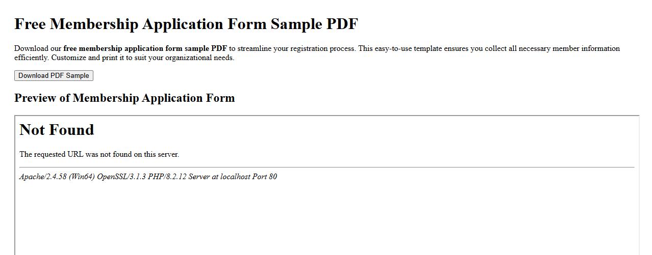 Free membership application form sample PDF image preview
