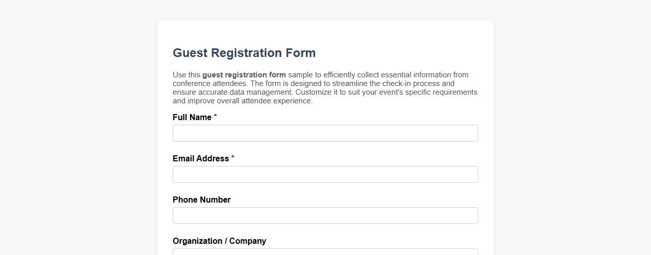 guest registration form sample for conference attendees image preview
