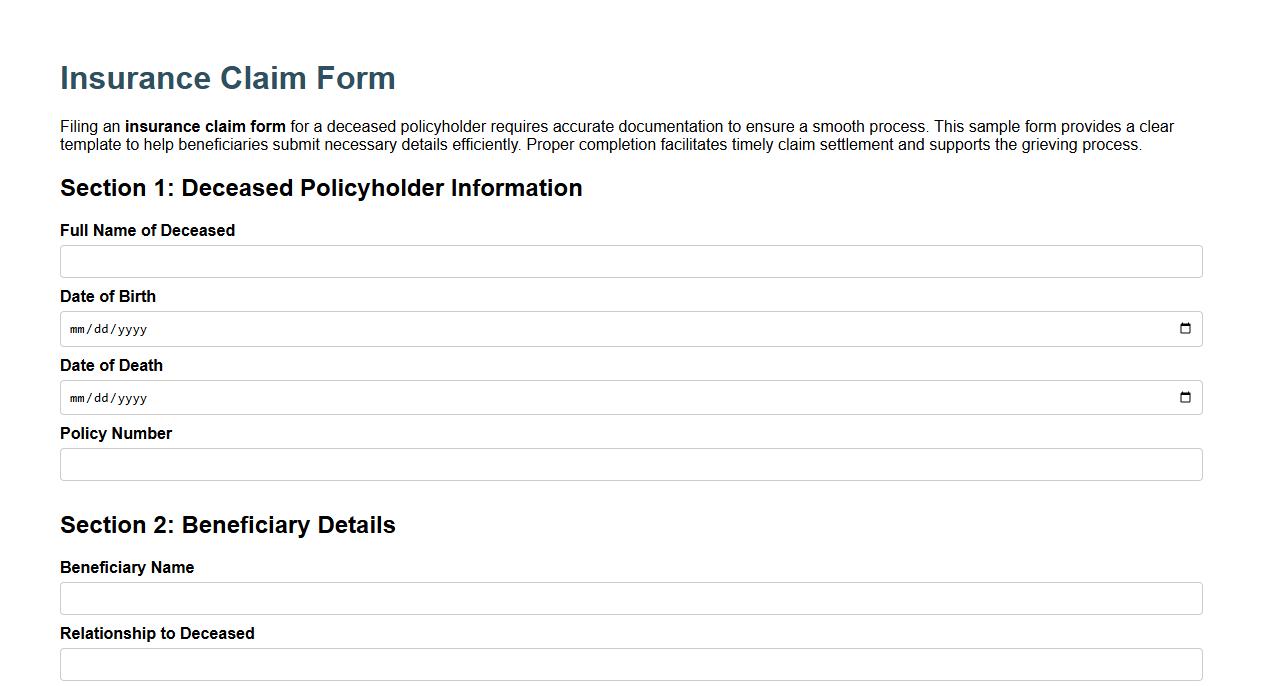 Insurance claim form sample for deceased policyholder image preview