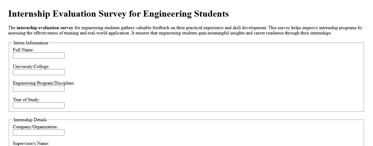 Internship evaluation survey for engineering students image preview