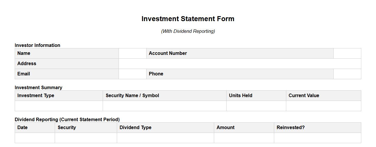Investment statement form sample with dividend reporting image preview