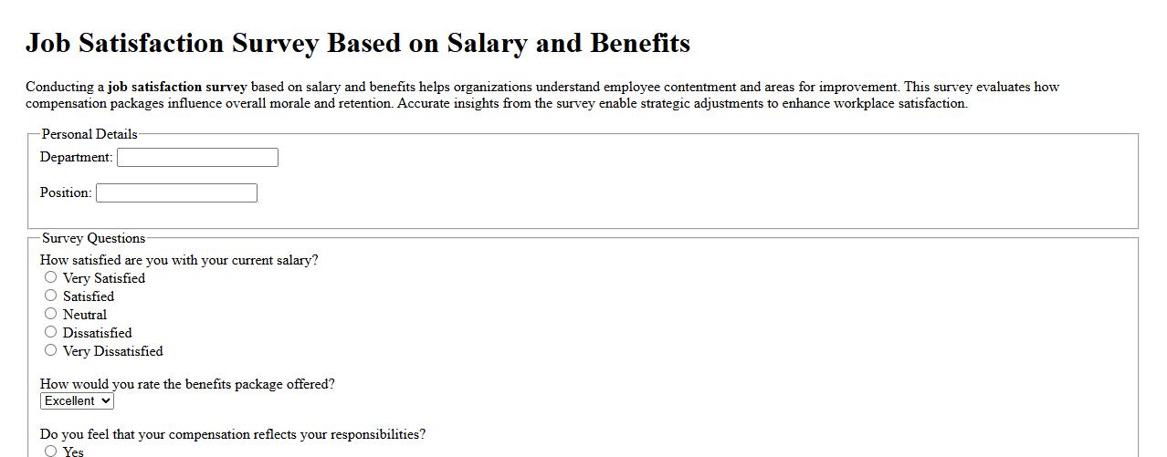 Job satisfaction survey based on salary and benefits image preview