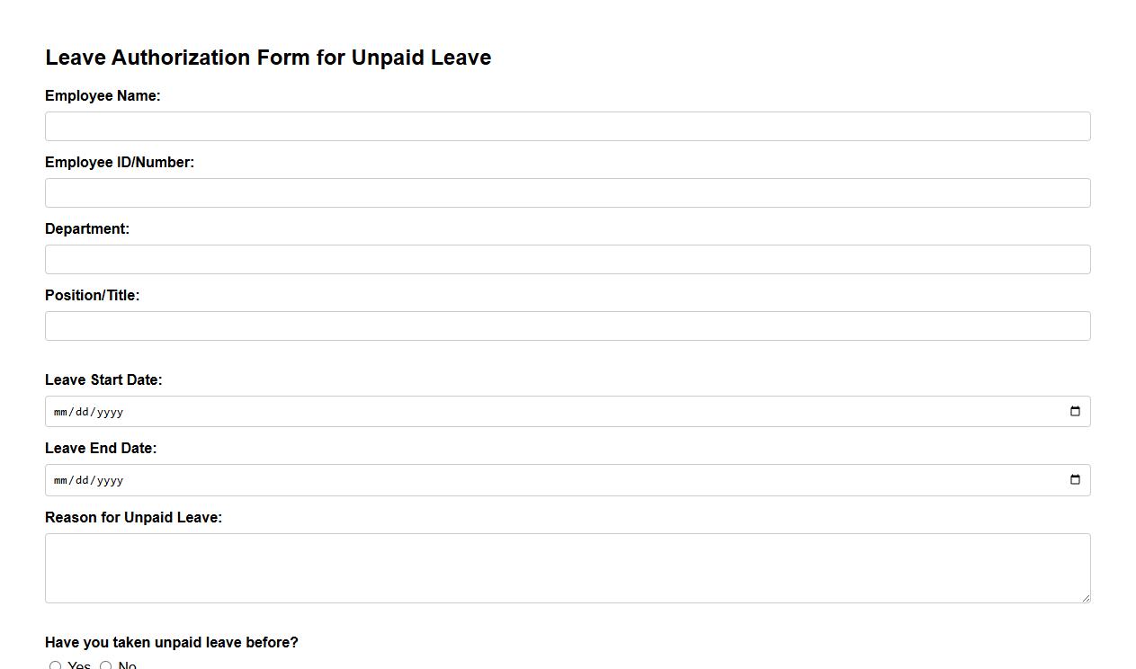 leave authorization form sample for unpaid leave image preview