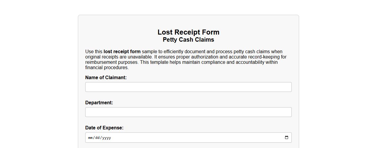lost receipt form sample for petty cash claims image preview