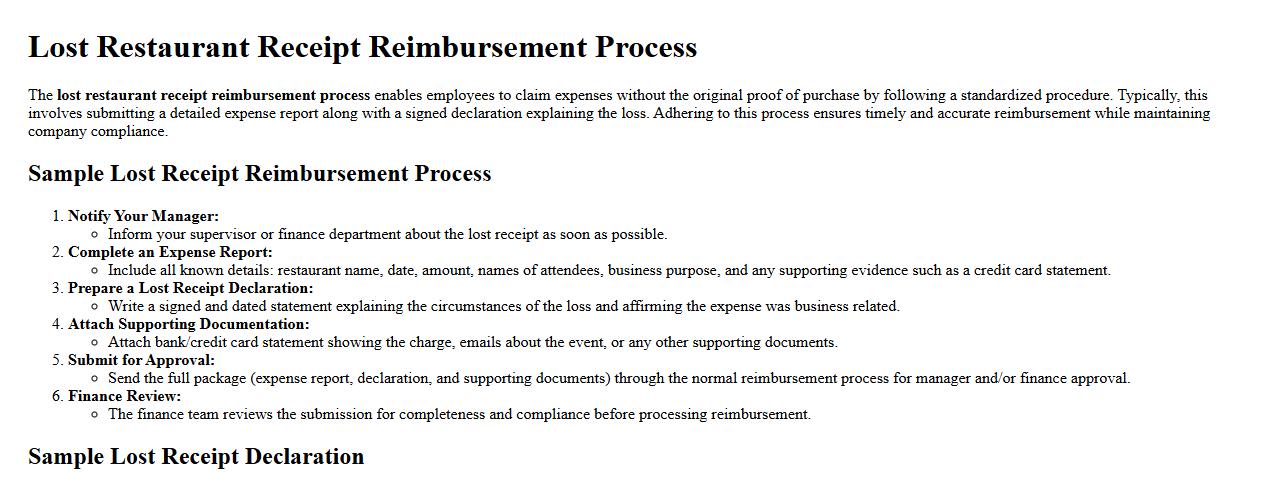 lost restaurant receipt reimbursement process image preview