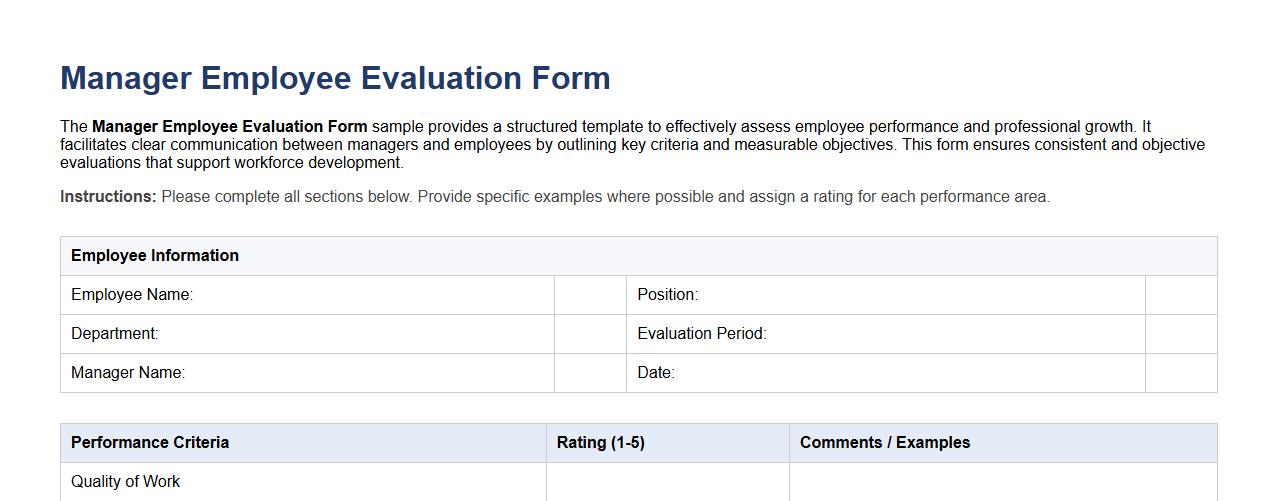 Manager employee evaluation form sample image preview