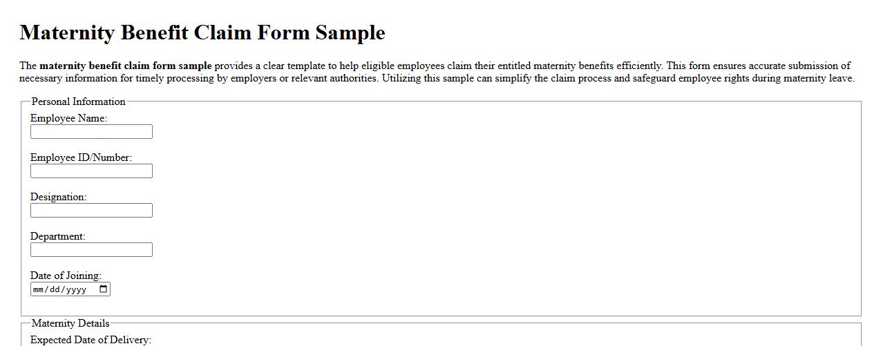 maternity benefit claim form sample image preview
