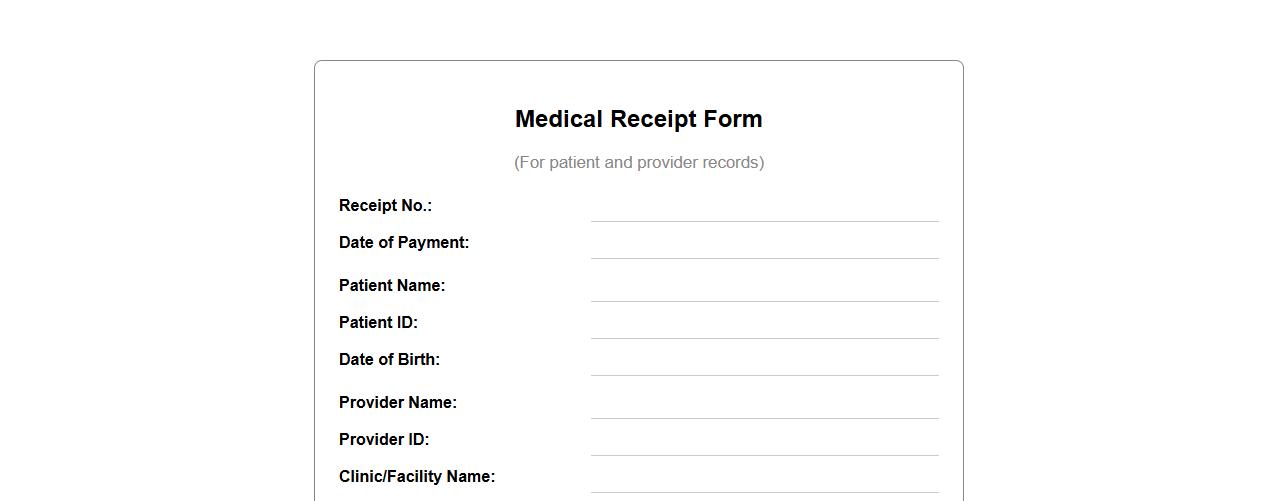 Medical receipt form sample with patient and provider signature image preview