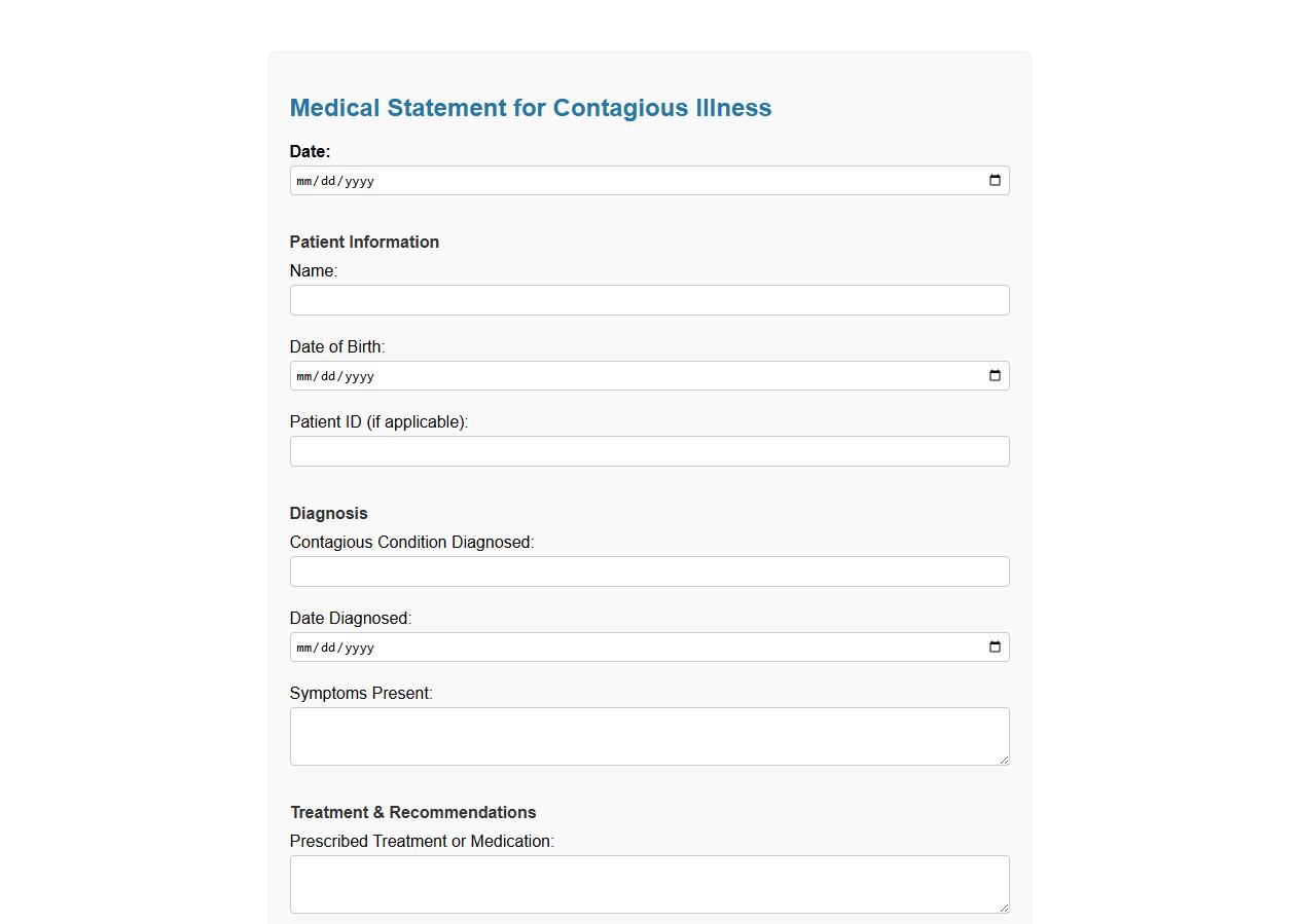 Medical statement template for contagious illness image preview