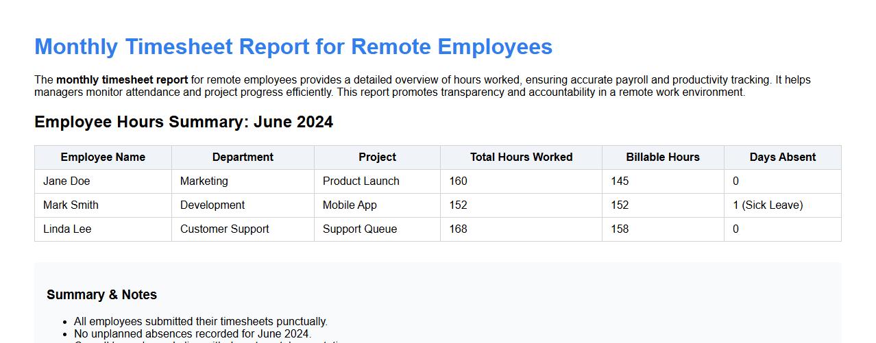 Monthly timesheet report for remote employees image preview