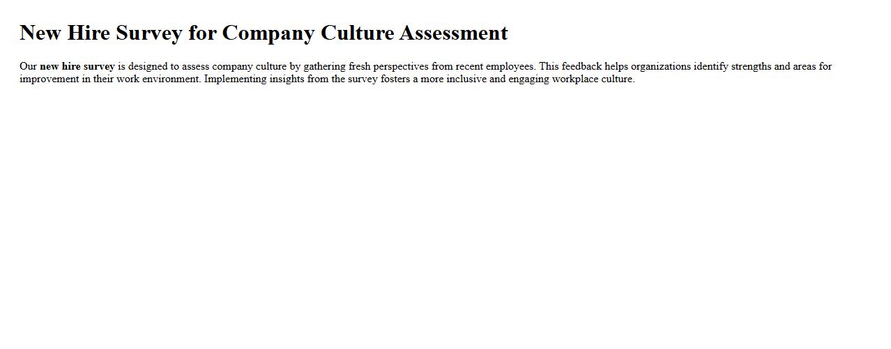 New hire survey for company culture assessment image preview