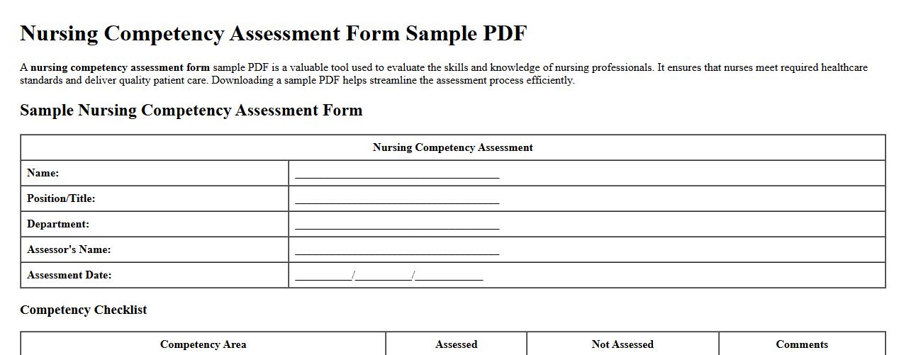 nursing competency assessment form sample pdf image preview
