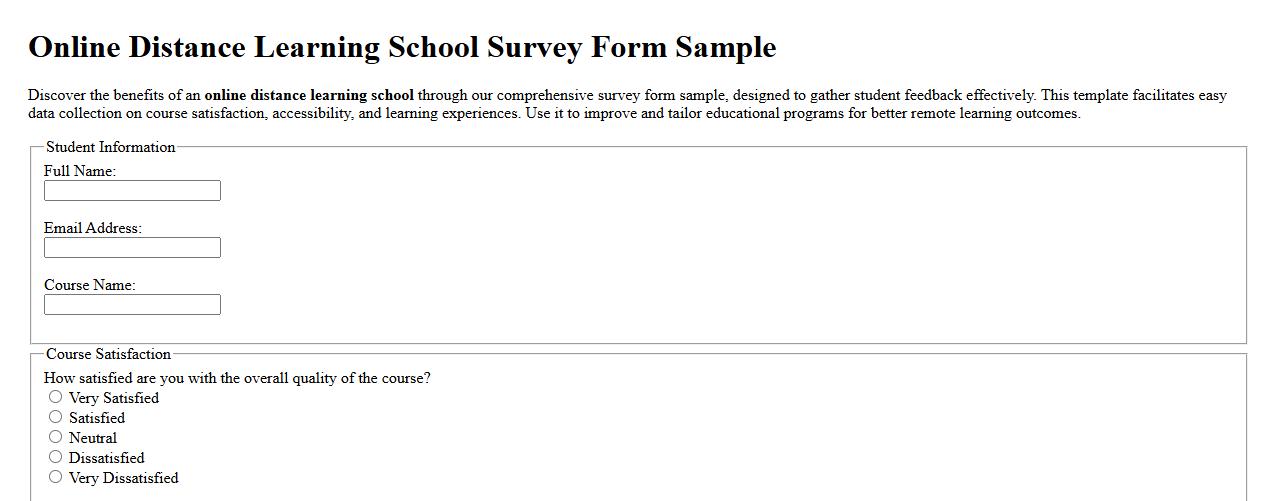 Online distance learning school survey form sample image preview