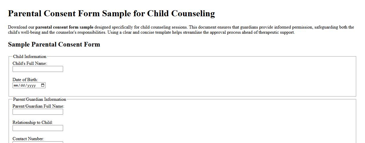 Parental consent form sample for child counseling image preview