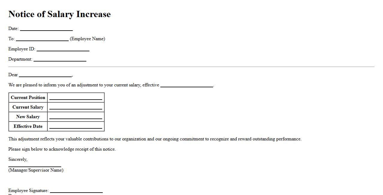 pdf notice of salary increase form sample for employees image preview
