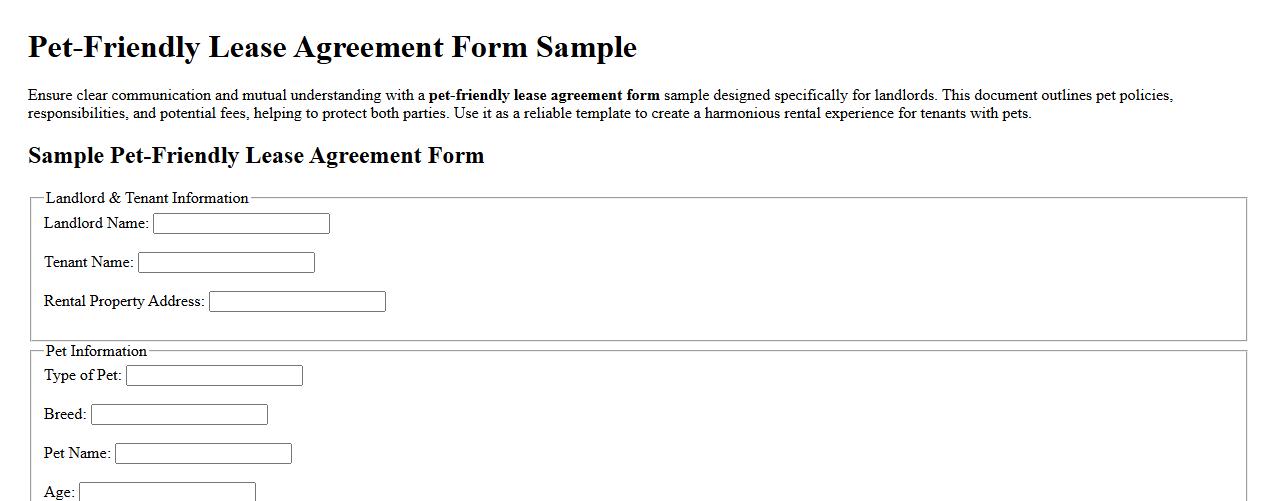 pet-friendly lease agreement form sample for landlords image preview