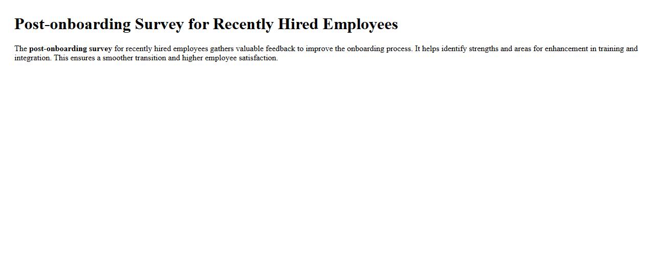 Post-onboarding survey for recently hired employees image preview